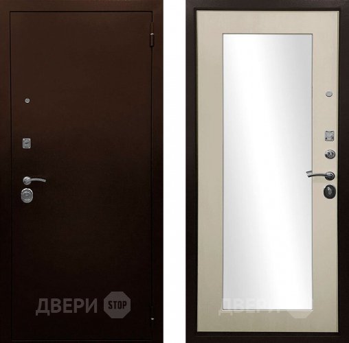 Входная металлическая Дверь Ратибор Оптима 3К зеркало Лиственница беж в Можайске