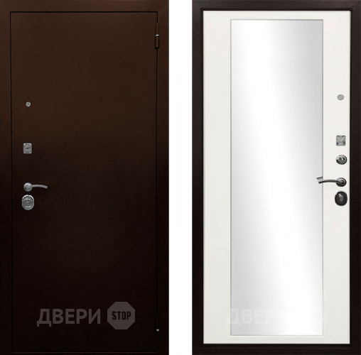 Входная металлическая Дверь Ратибор Троя 3К зеркало Белый матовый в Можайске