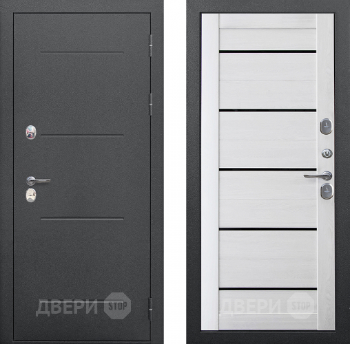 Входная металлическая Дверь Цитадель Isoterma Серебро/Астана милки (черная лакобель) в Можайске