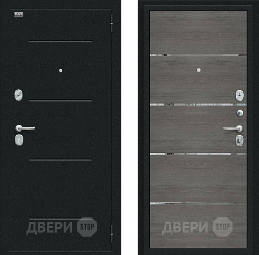Входная металлическая Дверь Bravo Лайн Букле черное/Grey Veralinga в Можайске