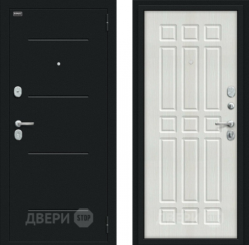 Входная металлическая Дверь Bravo Мило Букле черное/Bianco Veralinga в Можайске