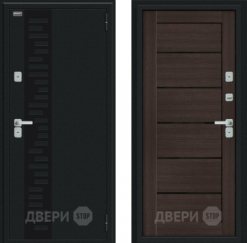 Входная металлическая Дверь Bravo Thermo Техно Декор Букле черное/Wenge Veralinga в Можайске
