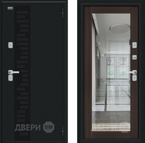 Входная металлическая Дверь Bravo Thermo Флэш Декор Букле черное/Wenge Veralinga в Можайске