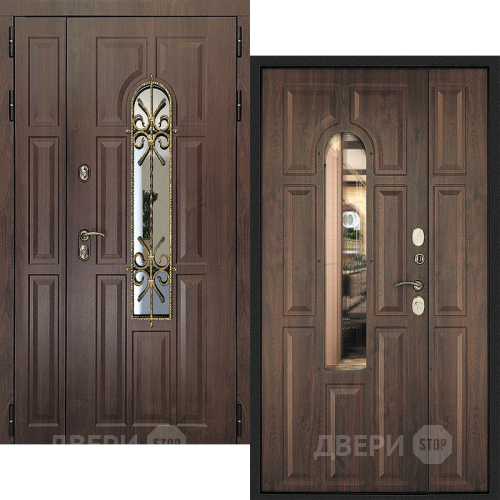 Входная металлическая Дверь Дверной Континент Лион Двустворчатая Темный орех в Можайске