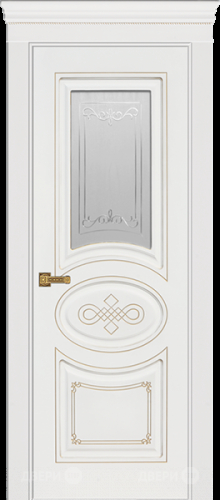 Межкомнатная дверь Дверь Премьер ДО, белая эмаль, патина золото, мателюкс с фрезеровкой в Можайске