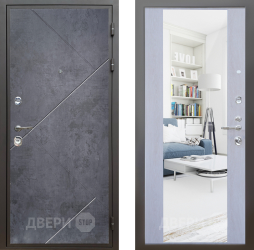 Входная металлическая Дверь Шелтер (SHELTER) Комфорт Бетон урбан индиго 12 с зеркалом Дуб филадельфия крем в Можайске