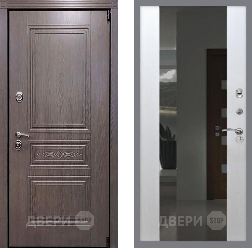 Входная металлическая Дверь Рекс (REX) Пренмиум-S СБ-16 Зеркало Белый ясень в Можайске