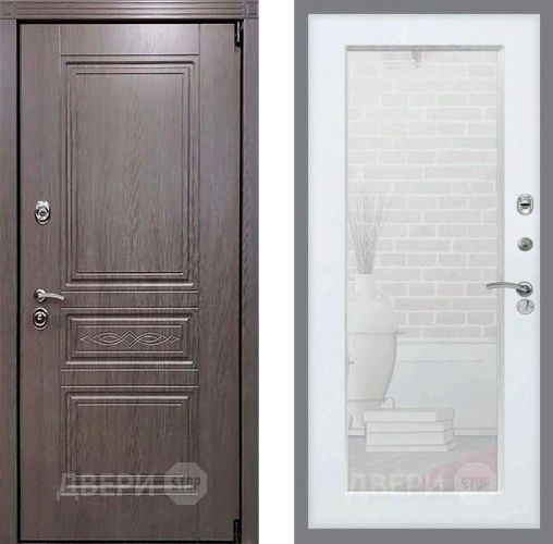 Входная металлическая Дверь Рекс (REX) Пренмиум-S Зеркало Пастораль Силк Сноу в Можайске