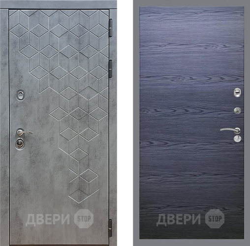 Входная металлическая Дверь Стоп БЕТОН Гладкая Дуб тангенальный черный в Можайске