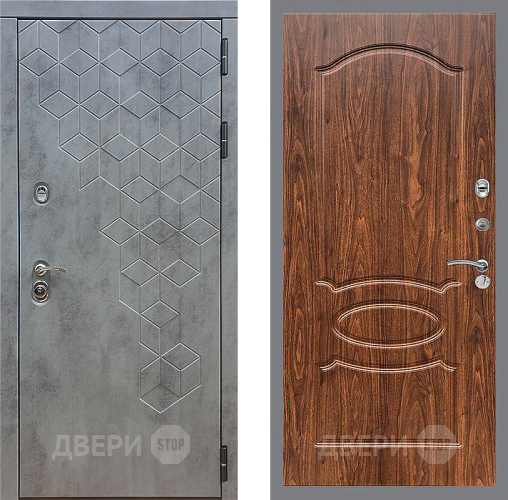 Входная металлическая Дверь Стоп БЕТОН ФЛ-128 орех тисненый в Можайске