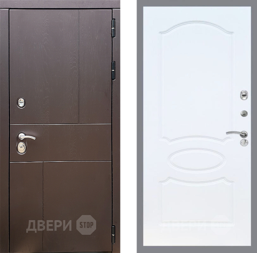 Входная металлическая Дверь Стоп УРБАН ФЛ-128 Белый ясень в Можайске
