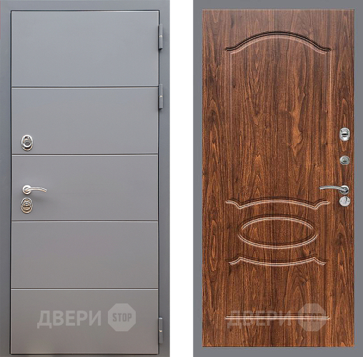 Входная металлическая Дверь Стоп АРТ ГРАФИТ ФЛ-128 орех тисненый в Можайске