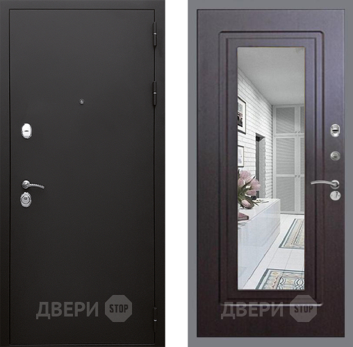 Входная металлическая Дверь Стоп КЛАССИК Шагрень Зеркало ФЛ-120 Венге в Можайске