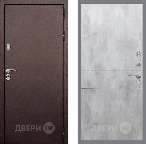 Входная металлическая Дверь Стоп КЛАССИК Медь ФЛ-290 Бетон светлый в Можайске