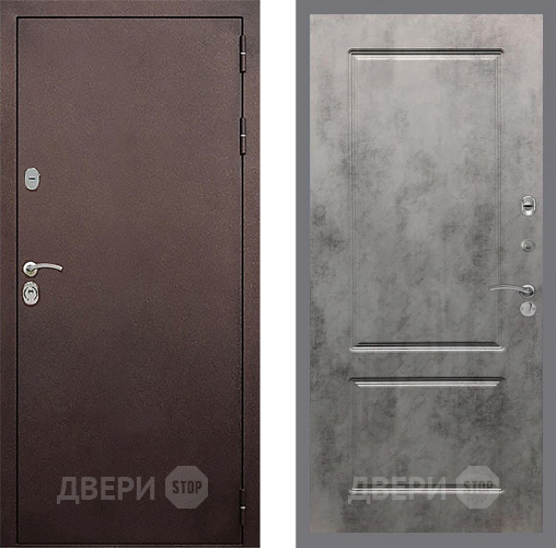 Входная металлическая Дверь Стоп КЛАССИК Медь ФЛ-117 Бетон темный в Можайске