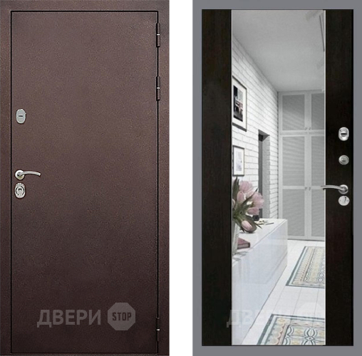 Входная металлическая Дверь Стоп КЛАССИК Медь Зеркало СБ-16 Венге в Можайске