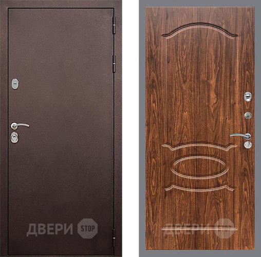Входная металлическая Дверь Стоп КЛАССИК Медь ФЛ-128 орех тисненый в Можайске