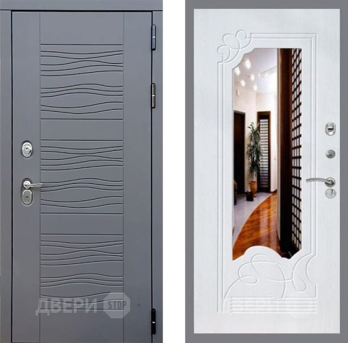 Входная металлическая Дверь Стоп СКАНДИ ЗкркалоФЛ-147 Ясень белый в Можайске