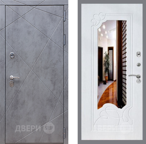 Входная металлическая Дверь Стоп Лучи ЗкркалоФЛ-147 Ясень белый в Можайске