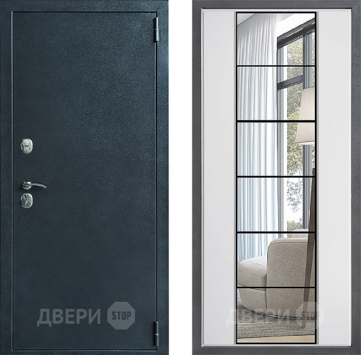 Входная металлическая Дверь Дверной континент ДК-70 Дизайн ФЛЗ-2 Зеркало Белый софт в Можайске