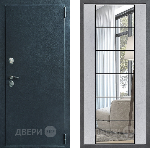 Входная металлическая Дверь Дверной континент ДК-70 Дизайн ФЛЗ-2 Зеркало Бетон светлый в Можайске