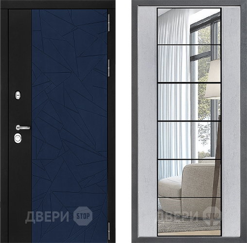 Входная металлическая Дверь Дверной континент ДК-9 ФЛЗ-2 Зеркало Бетон светлый в Можайске