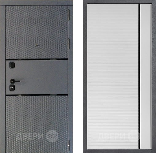 Входная металлическая Дверь Дверной континент Диамант Дизайн ФЛ-757 Черное Стекло Софт милк в Можайске