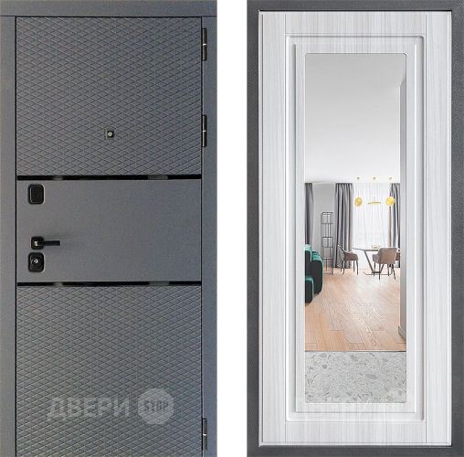 Входная металлическая Дверь Дверной континент Диамант Дизайн ФЛЗ Зеркало Сандал белый в Можайске