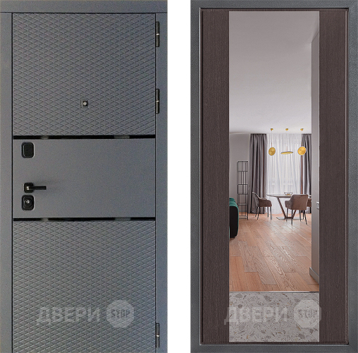 Входная металлическая Дверь Дверной континент Диамант Дизайн ФЛЗ-1 Зеркало Венге в Можайске