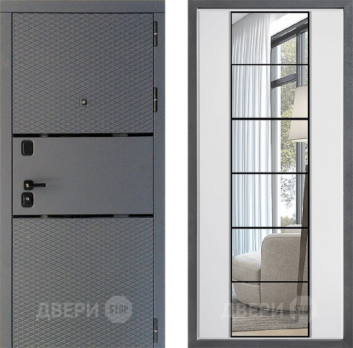 Входная металлическая Дверь Дверной континент Диамант Дизайн ФЛЗ-2 Зеркало Белый софт в Можайске
