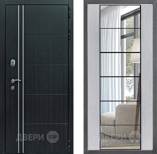 Входная металлическая Дверь Дверной континент Теплолюкс Дизайн ФЛЗ-2 Зеркало Бетон светлый в Можайске