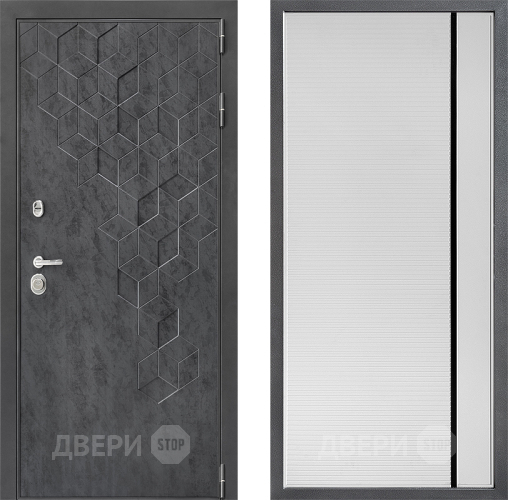 Входная металлическая Дверь Дверной континент ДК-3/713 ФЛ-757 Черное Стекло Софт милк в Можайске