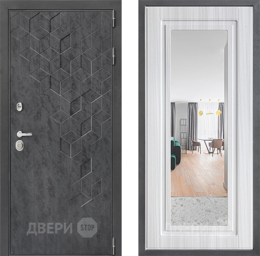 Входная металлическая Дверь Дверной континент ДК-3/713 ФЛЗ Зеркало Сандал белый в Можайске