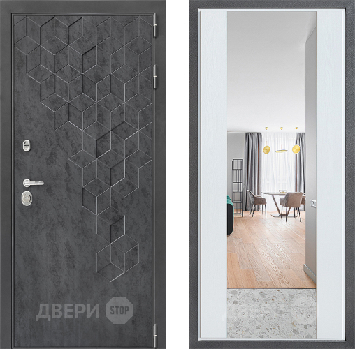Входная металлическая Дверь Дверной континент ДК-3/713 ФЛЗ-1 Зеркало Белое дерево в Можайске