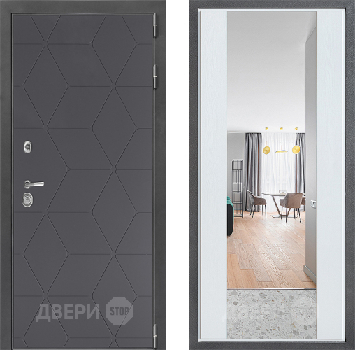 Входная металлическая Дверь Дверной континент ДК-3/744 ФЛЗ-1 Зеркало Белое дерево в Можайске