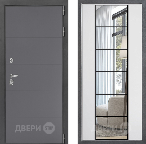 Входная металлическая Дверь Дверной континент ДК-3/649 ФЛЗ-2 Зеркало Белый софт в Можайске