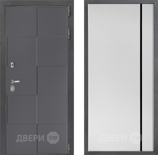 Входная металлическая Дверь Дверной континент ДК-3/606 ФЛ-757 Черное Стекло Софт милк в Можайске