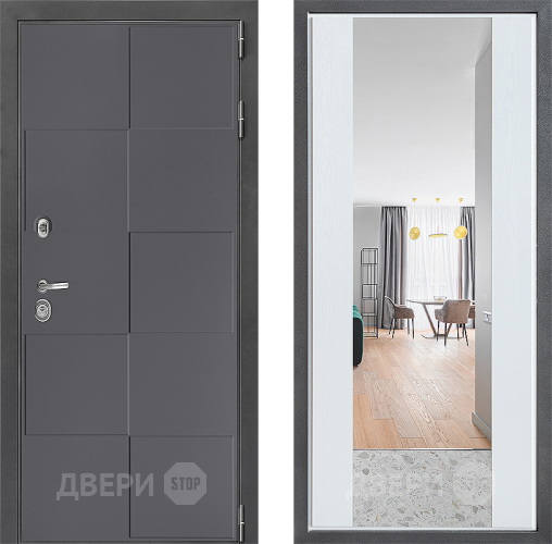 Входная металлическая Дверь Дверной континент ДК-3/606 ФЛЗ-1 Зеркало Белое дерево в Можайске