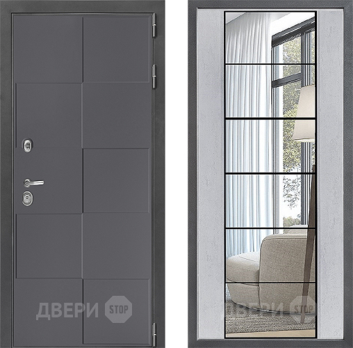 Входная металлическая Дверь Дверной континент ДК-3/606 ФЛЗ-2 Зеркало Бетон светлый в Можайске