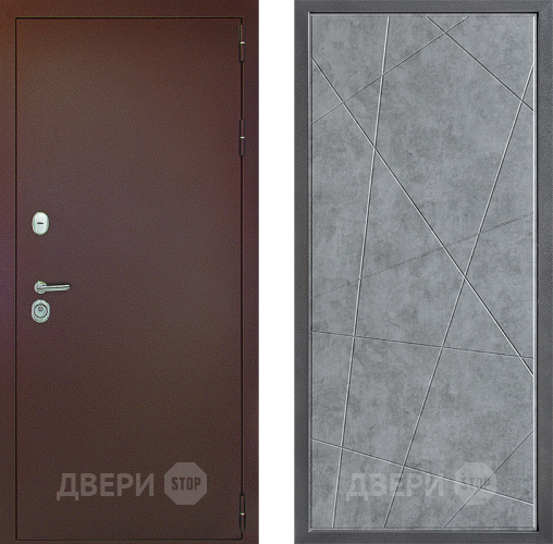 Входная металлическая Дверь Дверной континент Рубикон Медь Дизайн ФЛ-655 Бетон серый в Можайске