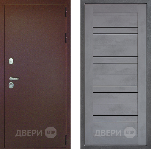 Входная металлическая Дверь Дверной континент Рубикон Медь Дизайн ФЛ-49 Бетон серый в Можайске