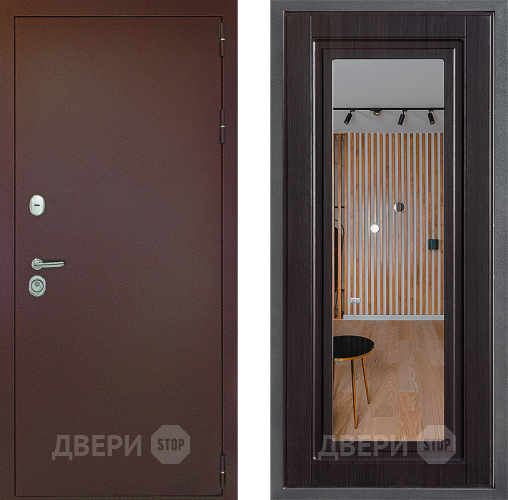 Входная металлическая Дверь Дверной континент Рубикон Медь Дизайн ФЛЗ Зеркало Венге в Можайске
