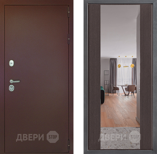 Дверь Дверной континент Рубикон Медь Дизайн ФЛЗ-1 Зеркало Венге в Можайске