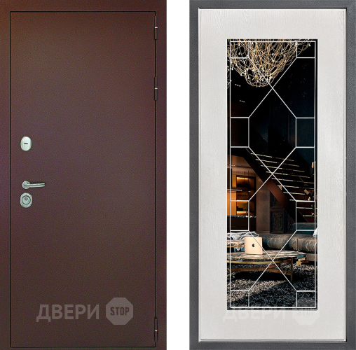 Дверь Дверной континент Рубикон Медь Дизайн ФЛ-Тиффани Зеркало Белое дерево в Можайске