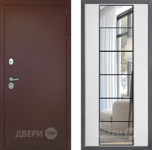 Входная металлическая Дверь Дверной континент Рубикон Медь Дизайн ФЛЗ-2 Зеркало Белый софт в Можайске