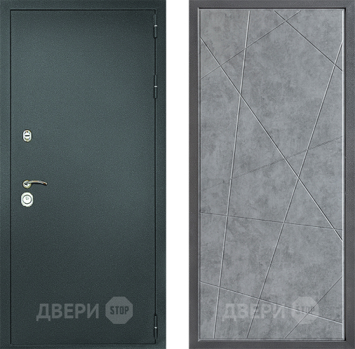 Входная металлическая Дверь Дверной континент Рубикон Серебро Дизайн ФЛ-655 Бетон серый в Можайске