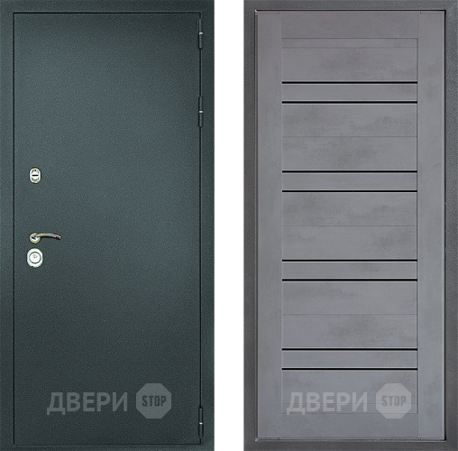 Входная металлическая Дверь Дверной континент Рубикон Серебро Дизайн ФЛ-49 Бетон серый в Можайске