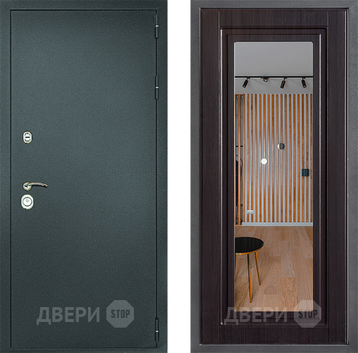 Входная металлическая Дверь Дверной континент Рубикон Серебро Дизайн ФЛЗ Зеркало Венге в Можайске
