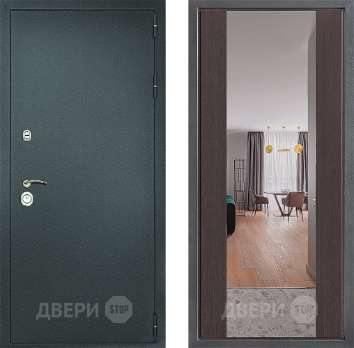Дверь Дверной континент Рубикон Серебро Дизайн ФЛЗ-1 Зеркало Венге в Можайске