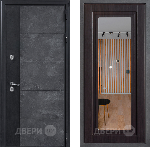 Входная металлическая Дверь Дверной континент ДК-15 Бетон ТЕРМО ФЛЗ Зеркало Венге в Можайске